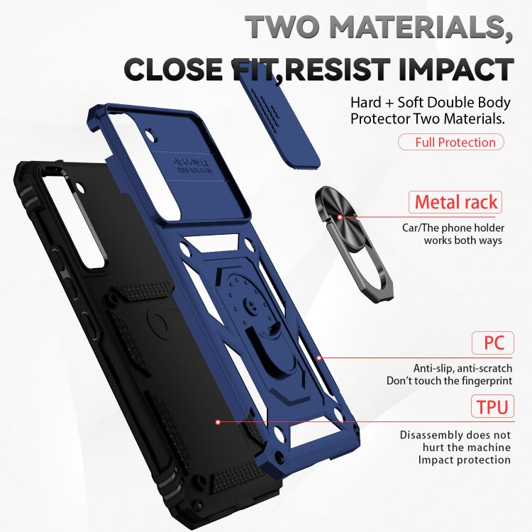 For Samsung Galaxy S22+ 5G Sliding Camshield Holder Phone Case(Blue) - Galaxy S22+ 5G Cases by buy2fix | Online Shopping UK | buy2fix