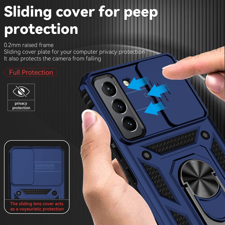 For Samsung Galaxy S22+ 5G Sliding Camshield Holder Phone Case(Blue) - Galaxy S22+ 5G Cases by buy2fix | Online Shopping UK | buy2fix