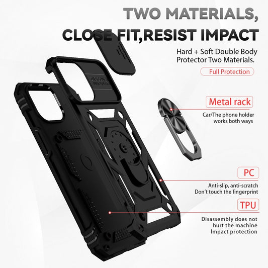 For iPhone 13 Pro Max Sliding Camshield Holder Phone Case (Black) by buy2fix