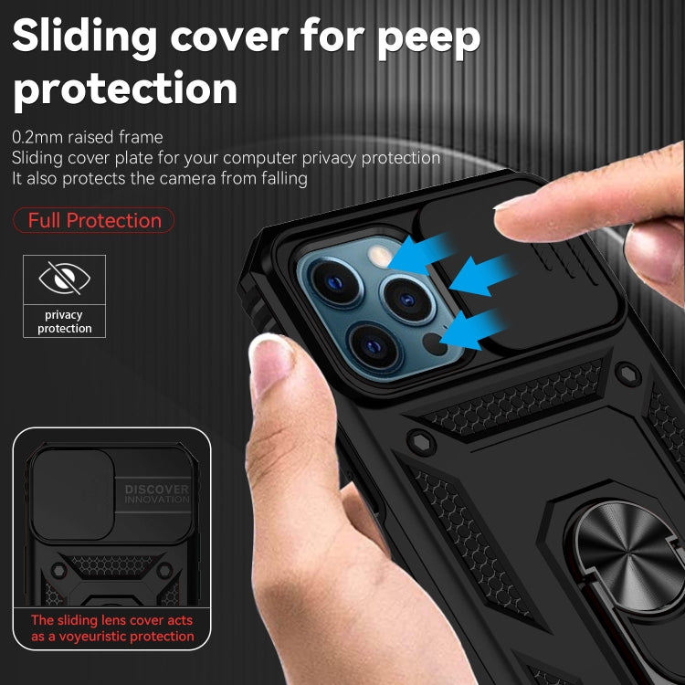 For iPhone 12 Pro Max Sliding Camshield Holder Phone Case(Black) - iPhone 12 Pro Max Cases by buy2fix | Online Shopping UK | buy2fix