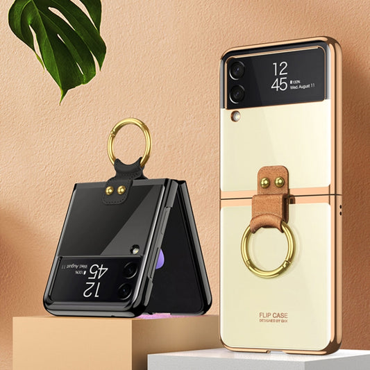 For Samsung Galaxy Z Flip3 5G GKK Phantom Electroplating Phone Case with Ring(Dark Green) by GKK