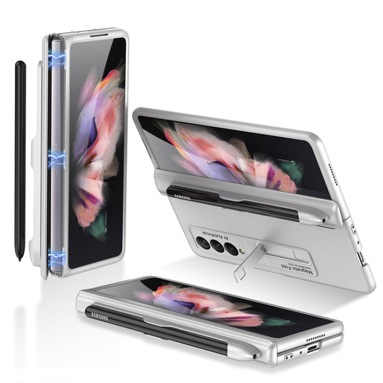 For Samsung Galaxy Z Fold3 5G GKK Magnetic Full Coverage Phone Flip Case with Pen Slot(Silver) - Galaxy Phone Cases by GKK | Online Shopping UK | buy2fix