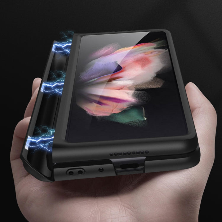 For Samsung Galaxy Z Fold3 5G GKK Magnetic Full Coverage Phone Flip Case with Pen Slot(Silver) - Galaxy Phone Cases by GKK | Online Shopping UK | buy2fix