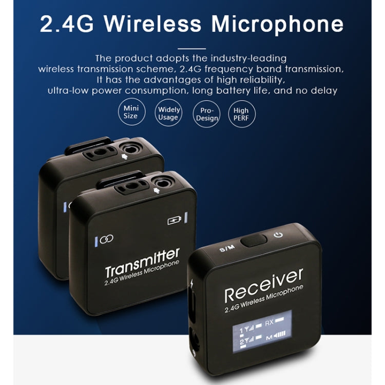 AY123 2.4G Wireless Lavalier Microphone with Digital Display(Black) - Microphone by buy2fix | Online Shopping UK | buy2fix