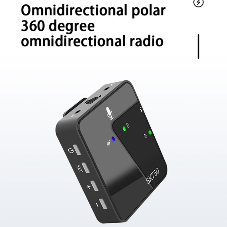SK750 Type-C Charging One for One Wireless Lavalier Mini Microphone(Black) - Microphone by buy2fix | Online Shopping UK | buy2fix