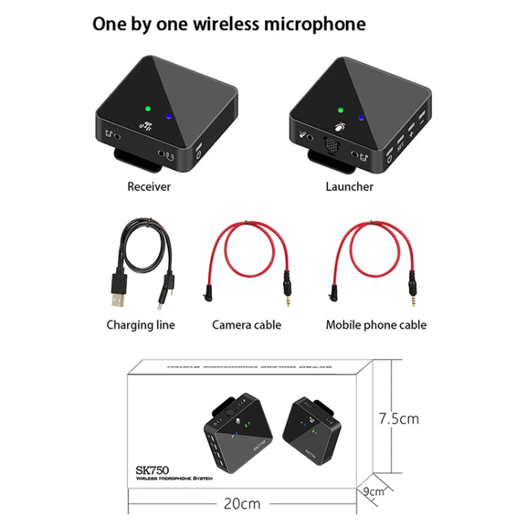 SK750 Type-C Charging One for One Wireless Lavalier Mini Microphone(Black) by buy2fix