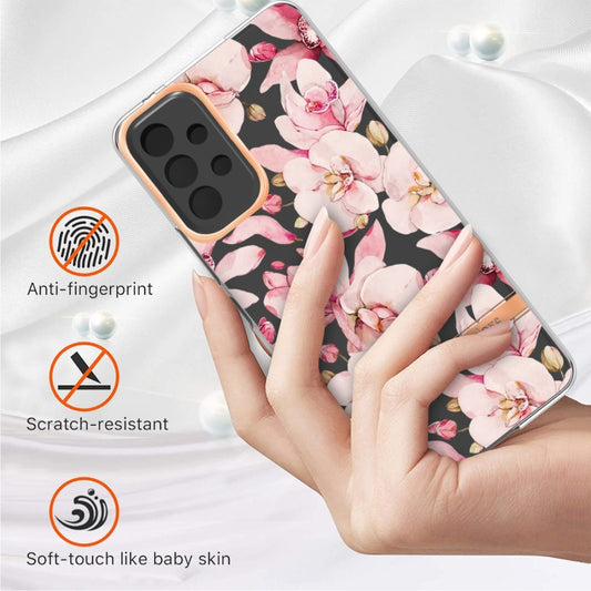 For Samsung Galaxy A53 5G Flowers and Plants Series IMD TPU Phone Case(Pink Gardenia) by buy2fix