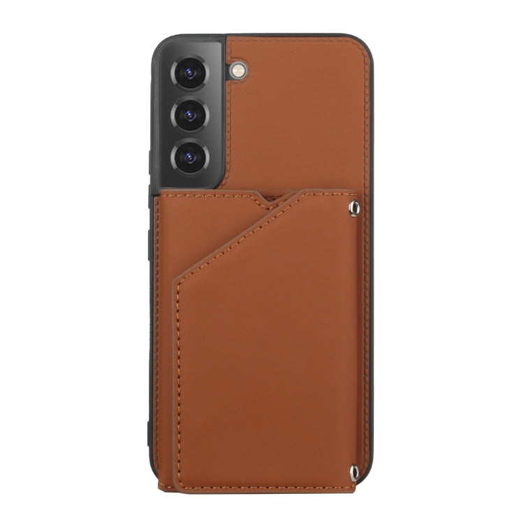 For Samsung Galaxy S22 5G Skin Feel PU + TPU + PC Phone Case with Card Slots(Brown) - Galaxy S22 5G Cases by buy2fix | Online Shopping UK | buy2fix