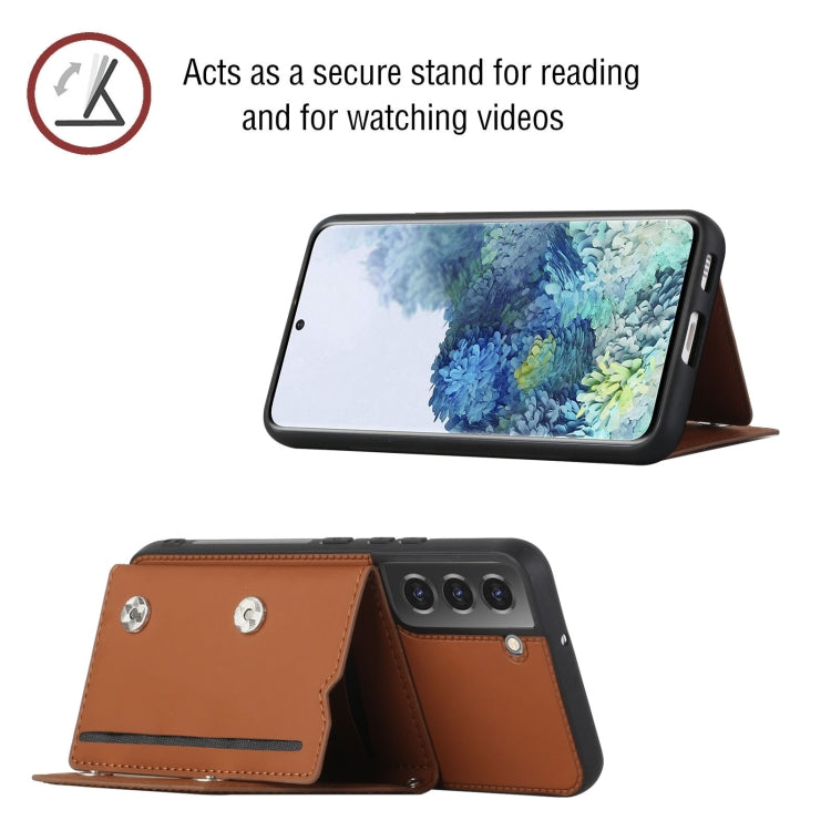 For Samsung Galaxy S22 5G Skin Feel PU + TPU + PC Phone Case with Card Slots(Brown) - Galaxy S22 5G Cases by buy2fix | Online Shopping UK | buy2fix