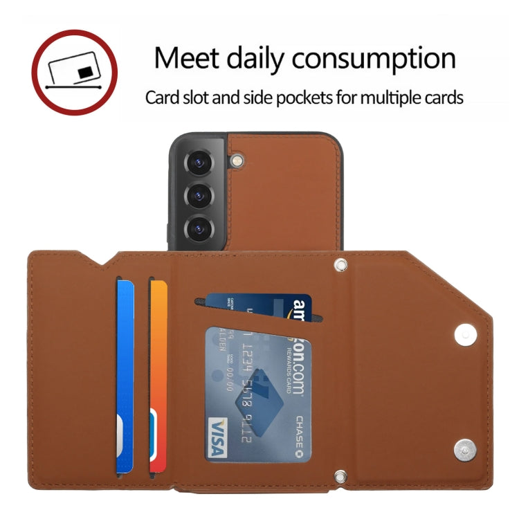For Samsung Galaxy S22 5G Skin Feel PU + TPU + PC Phone Case with Card Slots(Brown) - Galaxy S22 5G Cases by buy2fix | Online Shopping UK | buy2fix