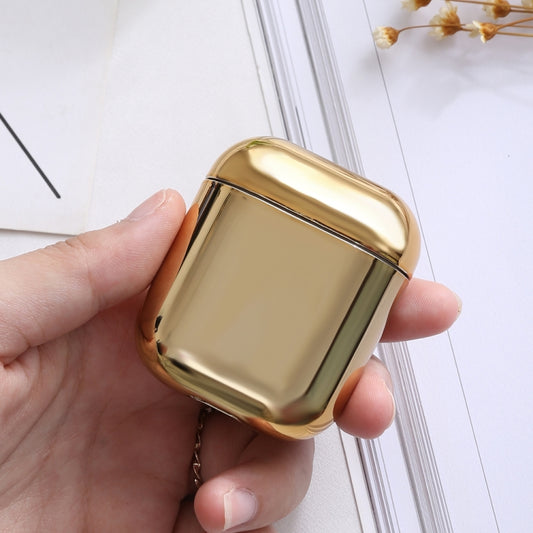 For AirPods 1/2 Electroplated PC Earphones Shockproof Protective Case(Gold) by buy2fix
