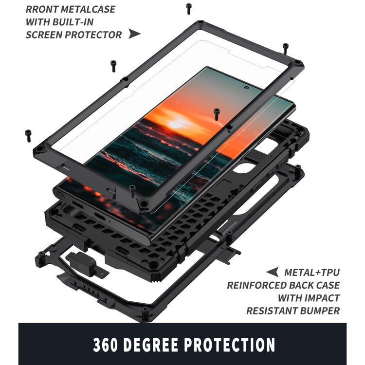 For Samsung Galaxy S22 Ultra 5G R-JUST Metal + Silicone Holder Phone Case(Black) - Galaxy S22 Ultra 5G Cases by R-JUST | Online Shopping UK | buy2fix