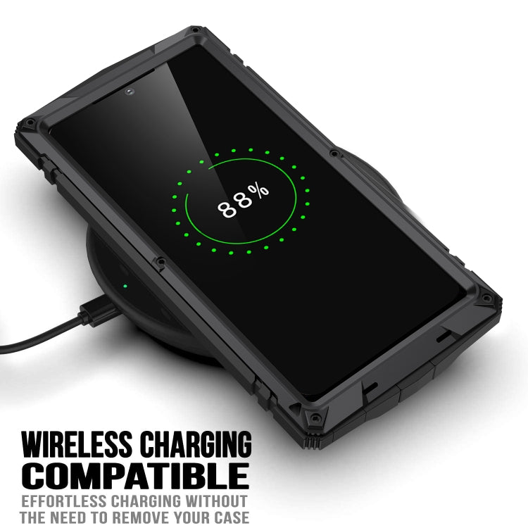 For Samsung Galaxy S22 Ultra 5G R-JUST Metal + Silicone Holder Phone Case(Black) - Galaxy S22 Ultra 5G Cases by R-JUST | Online Shopping UK | buy2fix