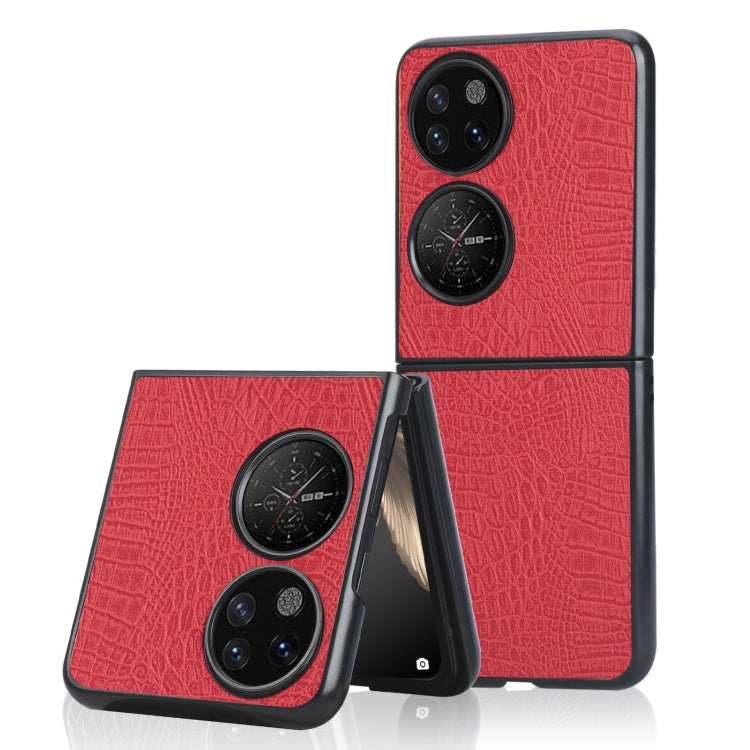 For Huawei P50 Pocket Crocodile Texture Folding Phone Case(Red) - Huawei Cases by buy2fix | Online Shopping UK | buy2fix