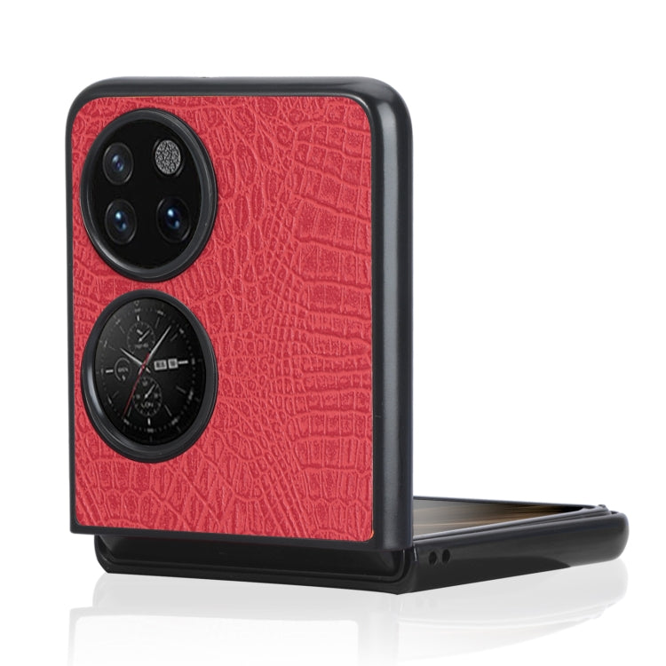 For Huawei P50 Pocket Crocodile Texture Folding Phone Case(Red) - Huawei Cases by buy2fix | Online Shopping UK | buy2fix