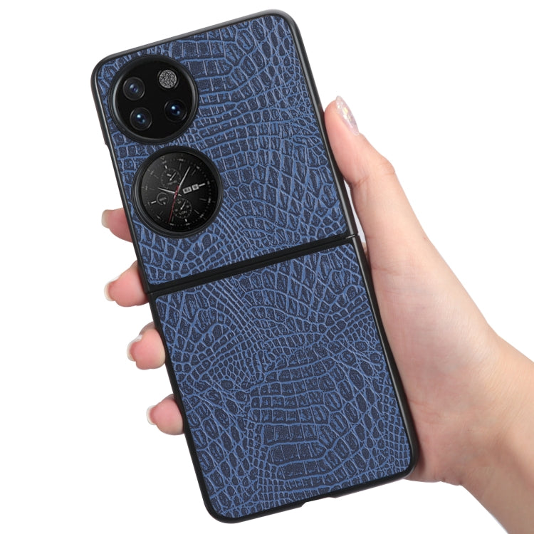 For Huawei P50 Pocket Crocodile Texture Folding Phone Case(Blue) - Huawei Cases by buy2fix | Online Shopping UK | buy2fix