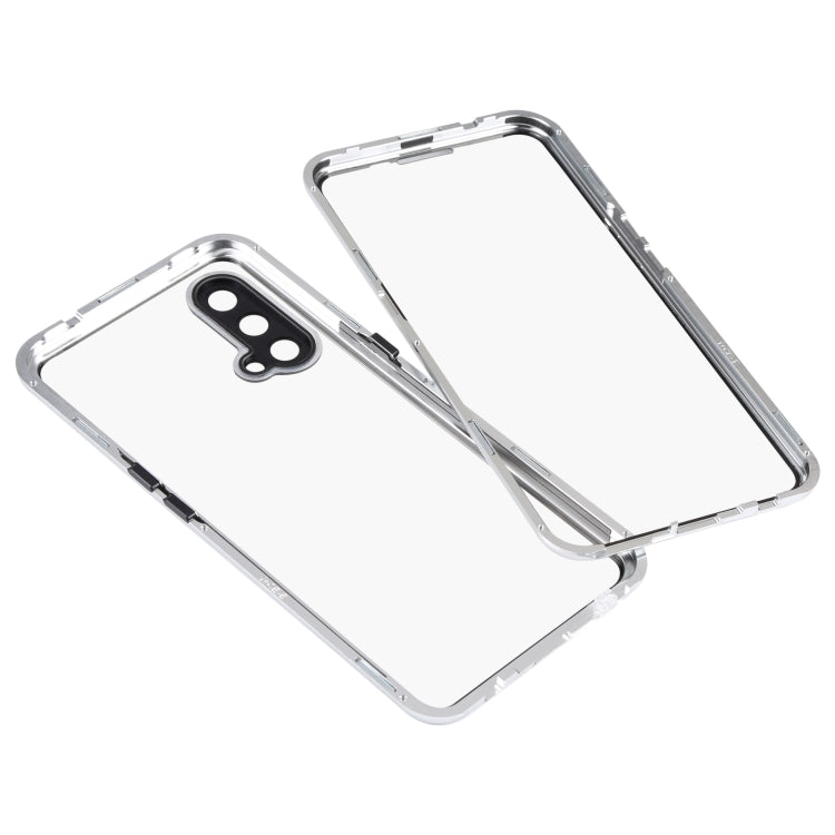 For OnePlus Nord CE 5G Full Cover Magnetic Metal Tempered Glass Phone Case(Silver) - OnePlus Cases by buy2fix | Online Shopping UK | buy2fix