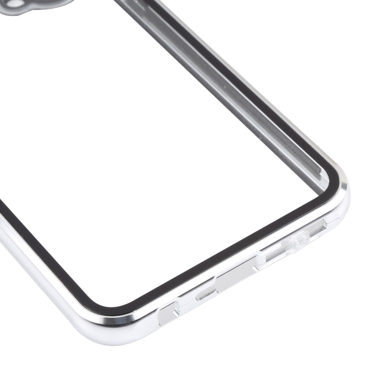 For OnePlus Nord CE 5G Full Cover Magnetic Metal Tempered Glass Phone Case(Silver) - OnePlus Cases by buy2fix | Online Shopping UK | buy2fix