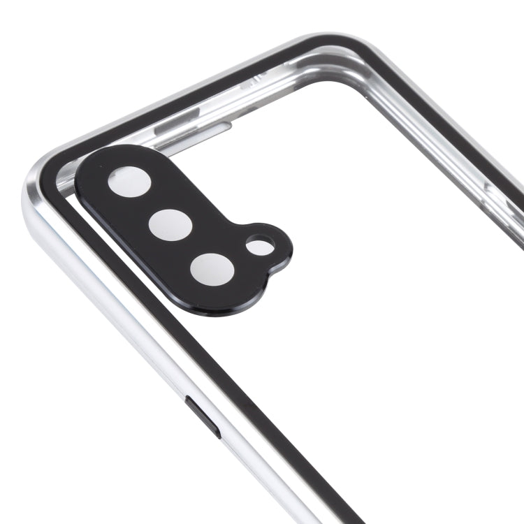 For OnePlus Nord CE 5G Full Cover Magnetic Metal Tempered Glass Phone Case(Silver) - OnePlus Cases by buy2fix | Online Shopping UK | buy2fix