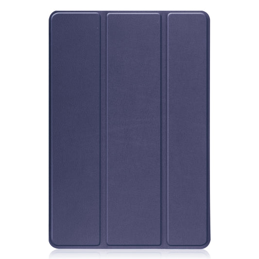 For TCL Tab 10s Three-folding Holder Custer Texture Leather Tablet Case(Dark Blue) by buy2fix