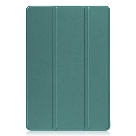 For TCL Tab 10s Three-folding Holder Custer Texture Leather Tablet Case(Dark Green) by buy2fix