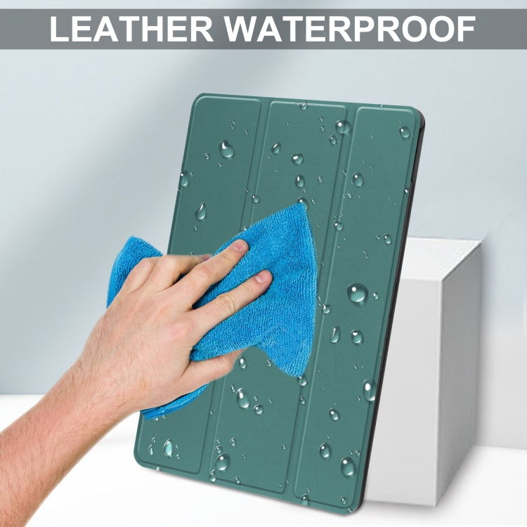 For TCL Tab 10s Three-folding Holder Custer Texture Leather Tablet Case(Dark Green) by buy2fix