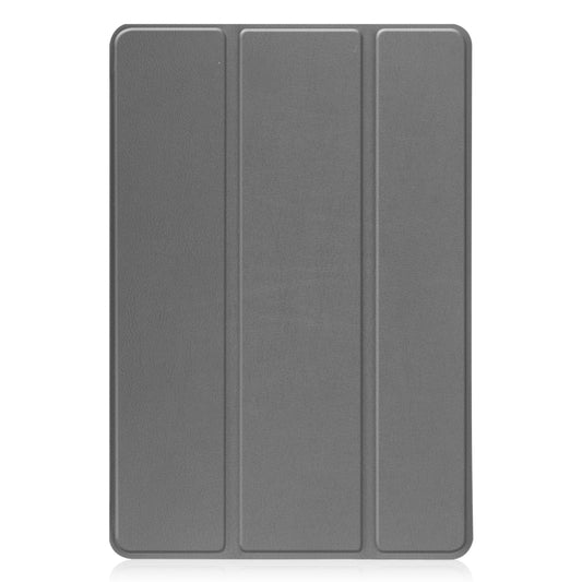 For TCL Tab 10s Three-folding Holder Custer Texture Leather Tablet Case(Grey) by buy2fix