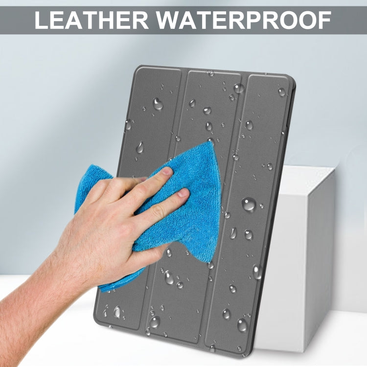 For TCL Tab 10s Three-folding Holder Custer Texture Leather Tablet Case(Grey) by buy2fix