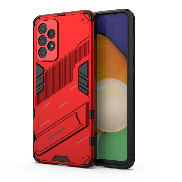 For Samsung Galaxy A73 5G Punk Armor 2 in 1 PC + TPU Shockproof Phone Case with Invisible Holder(Red) - Galaxy Phone Cases by buy2fix | Online Shopping UK | buy2fix