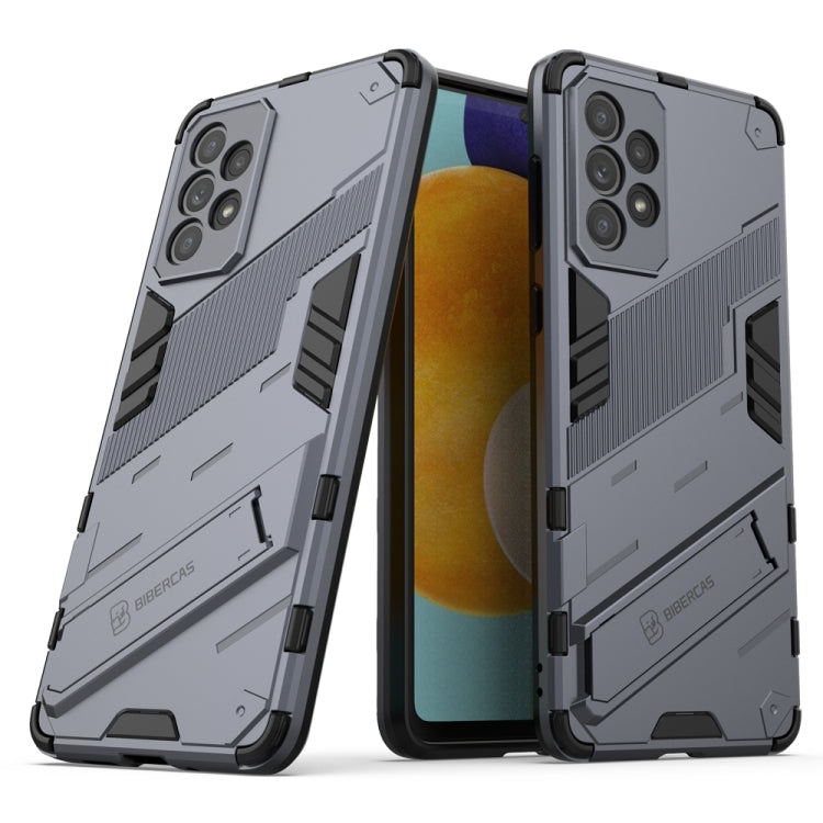 For Samsung Galaxy A73 5G Punk Armor 2 in 1 PC + TPU Shockproof Phone Case with Invisible Holder(Gray) - Galaxy Phone Cases by buy2fix | Online Shopping UK | buy2fix