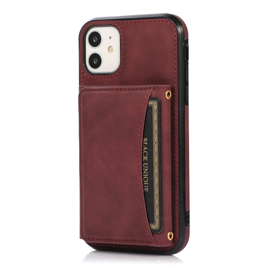 Three-fold Leather Phone Case with Card Slot & Wallet & Holder For iPhone 11 Pro Max(Wine Red) by buy2fix