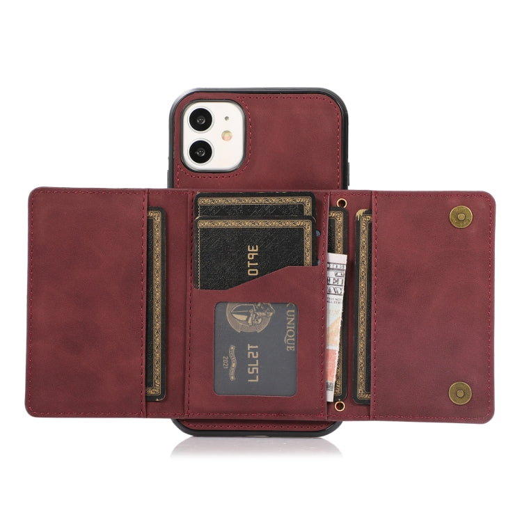 Three-fold Leather Phone Case with Card Slot & Wallet & Holder For iPhone 11 Pro Max(Wine Red) - iPhone 11 Pro Max Cases by buy2fix | Online Shopping UK | buy2fix