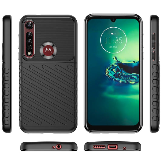 For Motorola One Vision Plus Thunderbolt Shockproof TPU Protective Soft Phone Case(Black) by buy2fix
