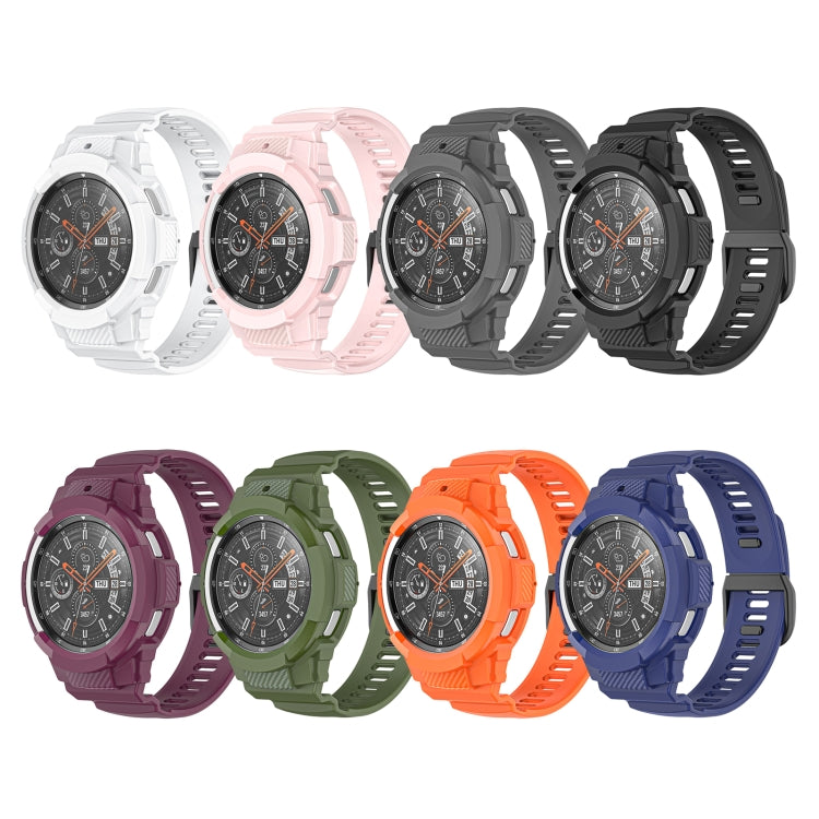 For Samsung Galaxy Watch4 Classic 42mm Carbon Fiber Sport Silicone Integrated Watch Band(Black) - Watch Bands by buy2fix | Online Shopping UK | buy2fix