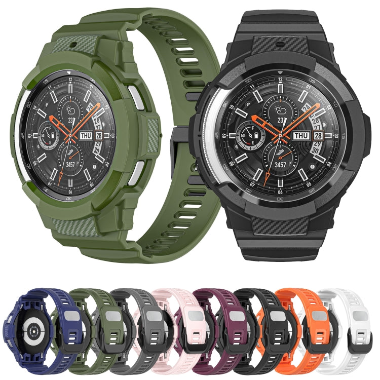 For Samsung Galaxy Watch4 Classic 42mm Carbon Fiber Sport Silicone Integrated Watch Band(Black) - Watch Bands by buy2fix | Online Shopping UK | buy2fix