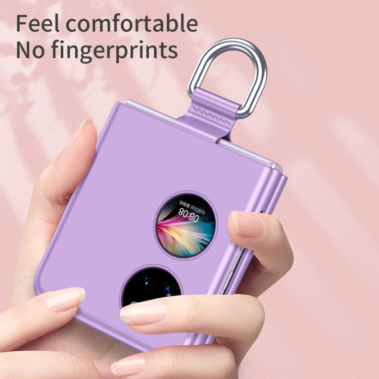 For Huawei P50 Pocket Ribbon Lanyard Skin Feel Phone Case(Purple) - Huawei Cases by buy2fix | Online Shopping UK | buy2fix