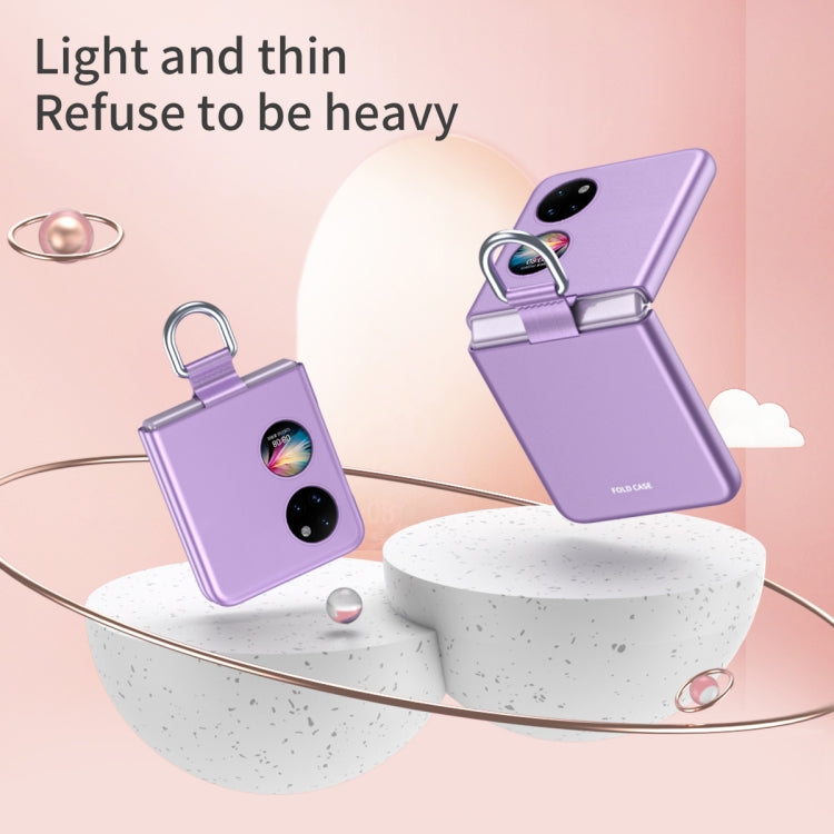 For Huawei P50 Pocket Ribbon Lanyard Skin Feel Phone Case(Purple) - Huawei Cases by buy2fix | Online Shopping UK | buy2fix