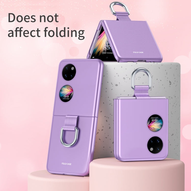 For Huawei P50 Pocket Ribbon Lanyard Skin Feel Phone Case(Purple) - Huawei Cases by buy2fix | Online Shopping UK | buy2fix