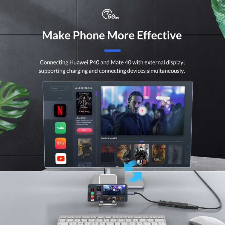 ORICO MDK-5P-GY-BP 5 In 1 Type-C / USB-C Multifunctional Docking Station(Grey) - USB HUB by ORICO | Online Shopping UK | buy2fix