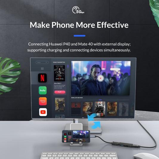 ORICO MDK-5P-GY-BP 5 In 1 Type-C / USB-C Multifunctional Docking Station(Grey) by ORICO