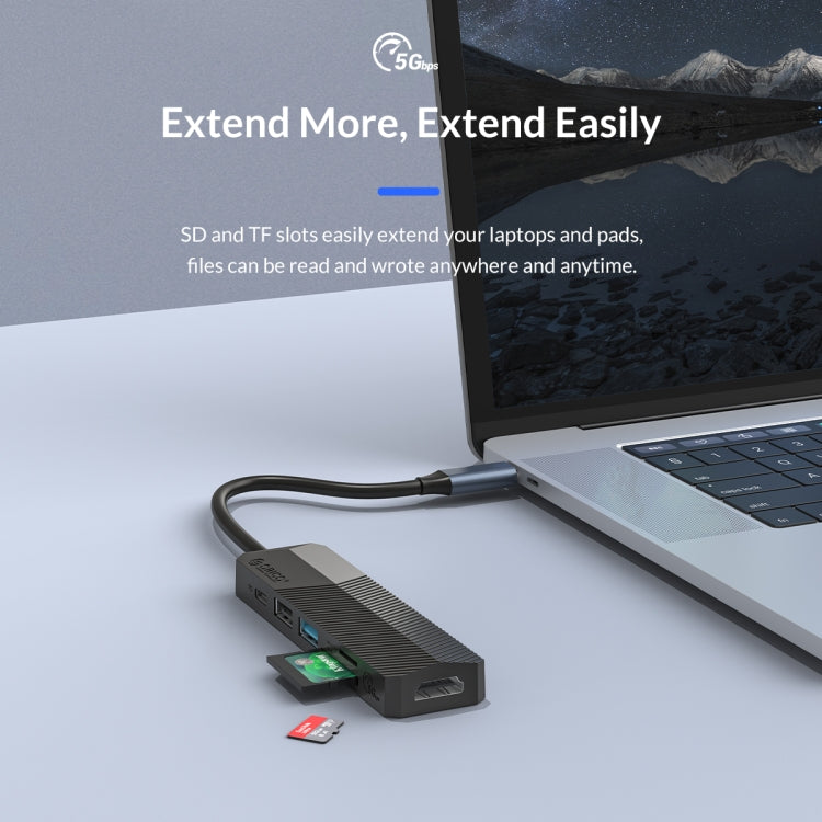 ORICO MDK-5P-GY-BP 5 In 1 Type-C / USB-C Multifunctional Docking Station(Grey) - USB HUB by ORICO | Online Shopping UK | buy2fix