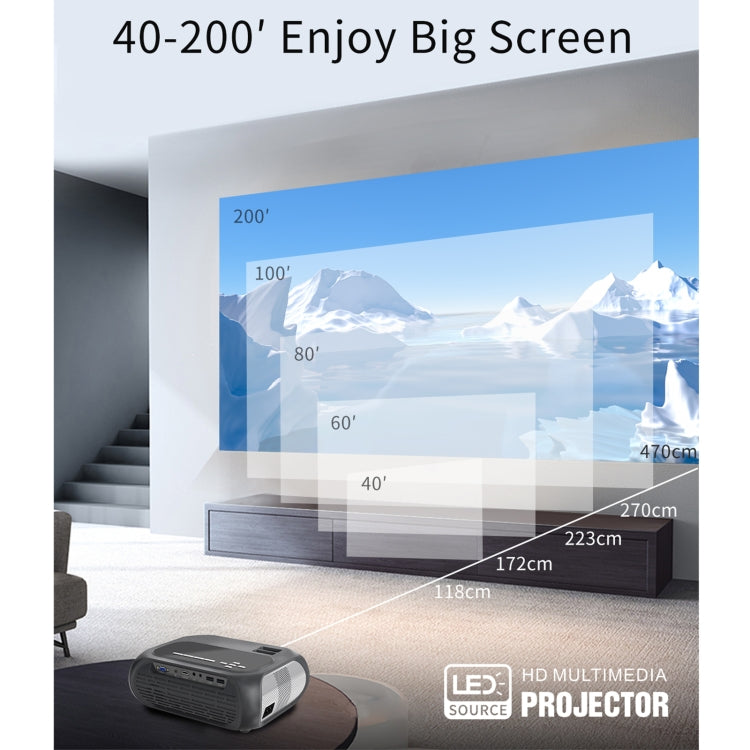 T7i 720P 200 ANSI Home Theater LED HD Digital Projector, Basic Version, US Plug(Silver Grey) - LED Projector by buy2fix | Online Shopping UK | buy2fix