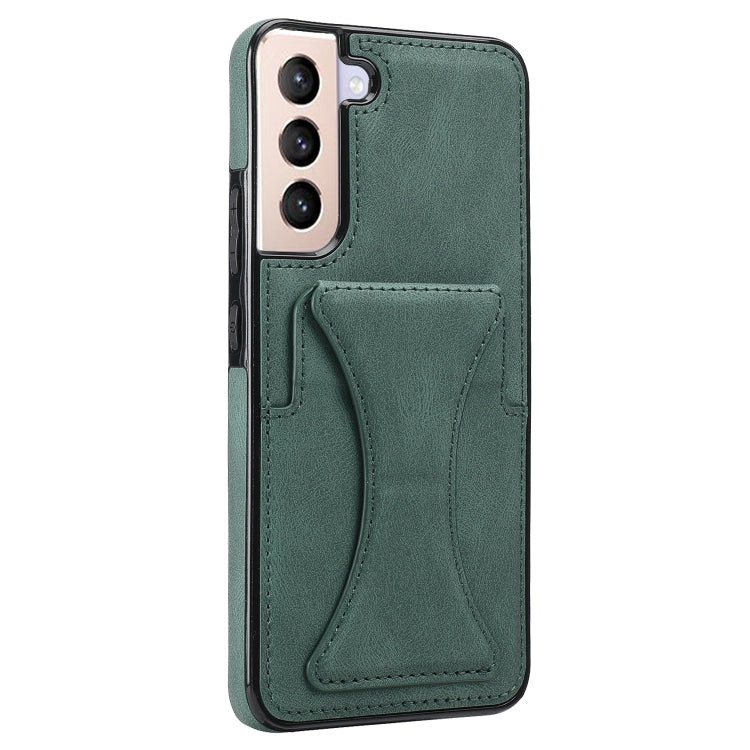 For Samsung Galaxy S22 5G Ultra-thin Shockproof Phone Case with Holder(Green) - Galaxy S22 5G Cases by buy2fix | Online Shopping UK | buy2fix