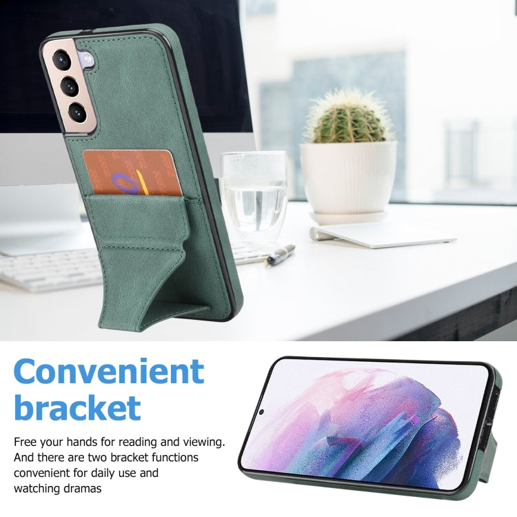 For Samsung Galaxy S22 5G Ultra-thin Shockproof Phone Case with Holder(Green) - Galaxy S22 5G Cases by buy2fix | Online Shopping UK | buy2fix