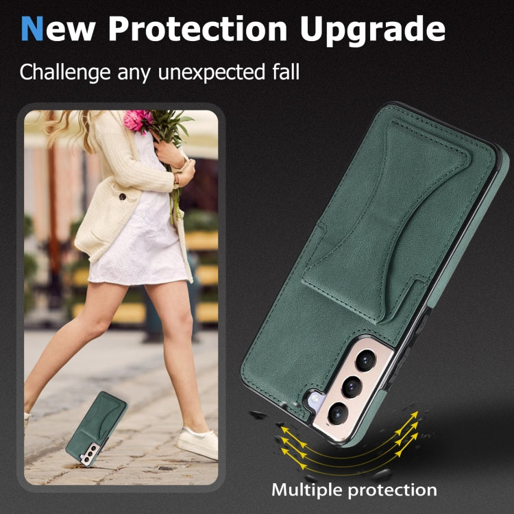 For Samsung Galaxy S22 5G Ultra-thin Shockproof Phone Case with Holder(Green) - Galaxy S22 5G Cases by buy2fix | Online Shopping UK | buy2fix