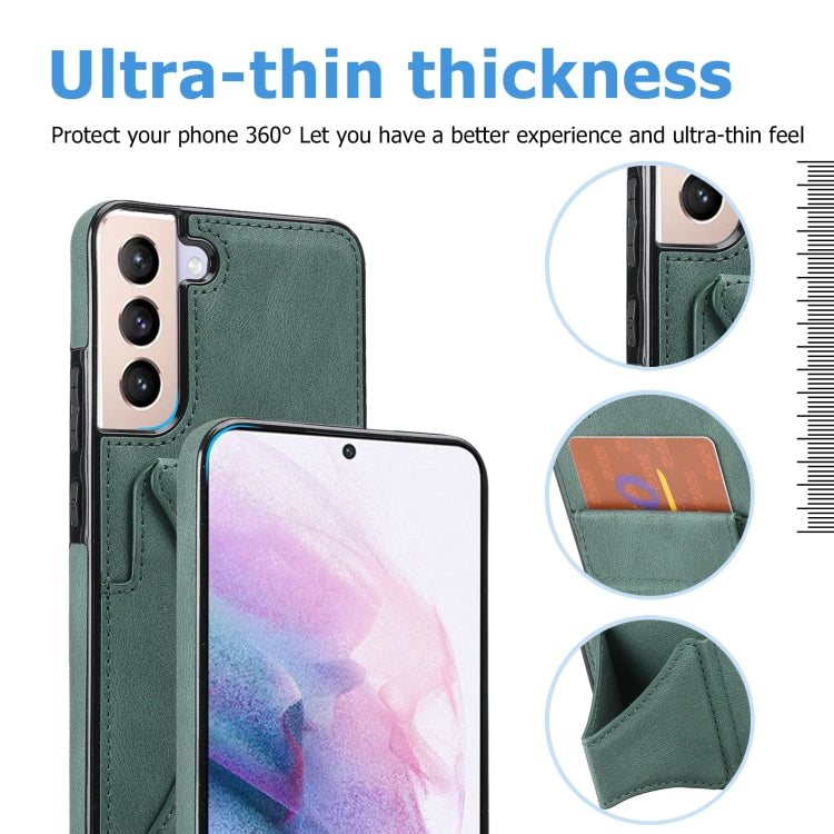 For Samsung Galaxy S22 5G Ultra-thin Shockproof Phone Case with Holder(Green) - Galaxy S22 5G Cases by buy2fix | Online Shopping UK | buy2fix