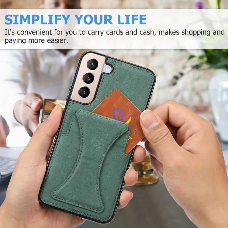 For Samsung Galaxy S22 5G Ultra-thin Shockproof Phone Case with Holder(Green) - Galaxy S22 5G Cases by buy2fix | Online Shopping UK | buy2fix