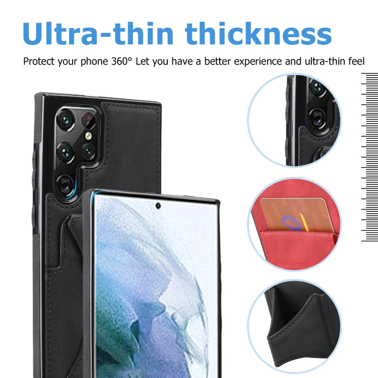 For Samsung Galaxy S22 Ultra 5G Ultra-thin Shockproof Phone Case with Holder(Black) - Galaxy S22 Ultra 5G Cases by buy2fix | Online Shopping UK | buy2fix