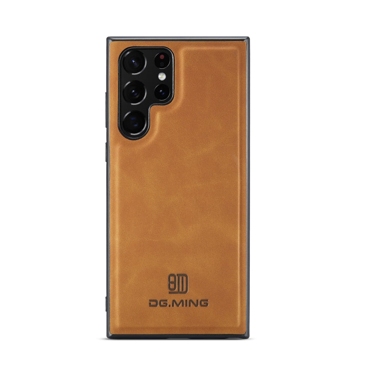 For Samsung Galaxy S22 Ultra 5G DG.MING M2 Series 3-Fold Multi Card Bag Back Cover Phone Case(Brown) - Galaxy S22 Ultra 5G Cases by DG.MING | Online Shopping UK | buy2fix