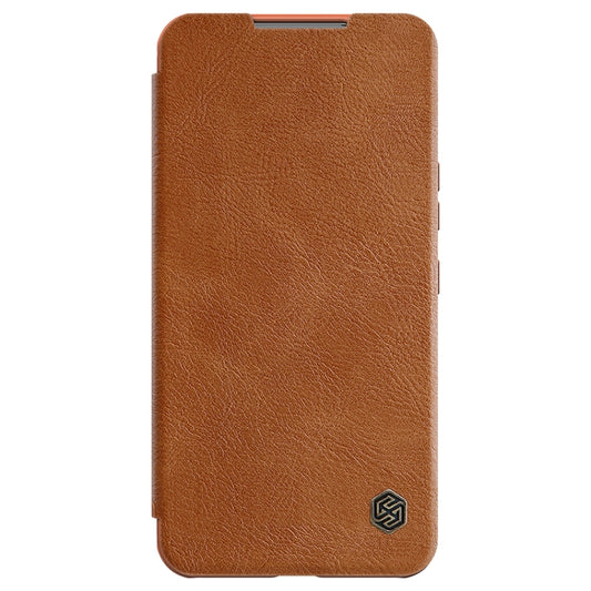 For Samsung Galaxy S22 5G NILLKIN QIN Series Pro Sliding Camera Cover Design Leather Phone Case(Brown) by NILLKIN